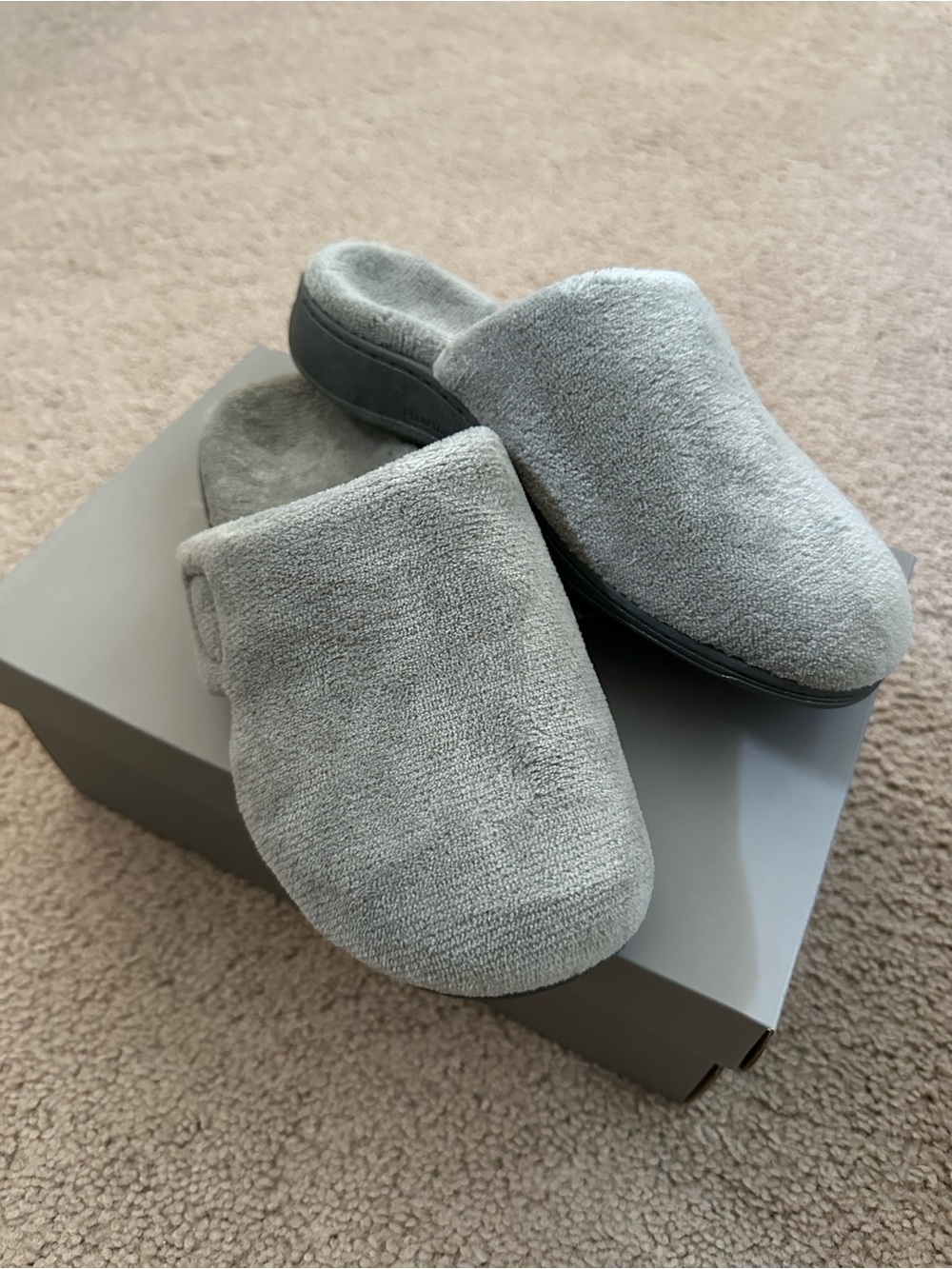 Cozy Grey Plush Slip-On Slippers